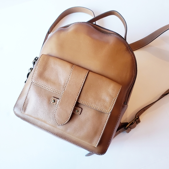 frye olivia leather backpack
